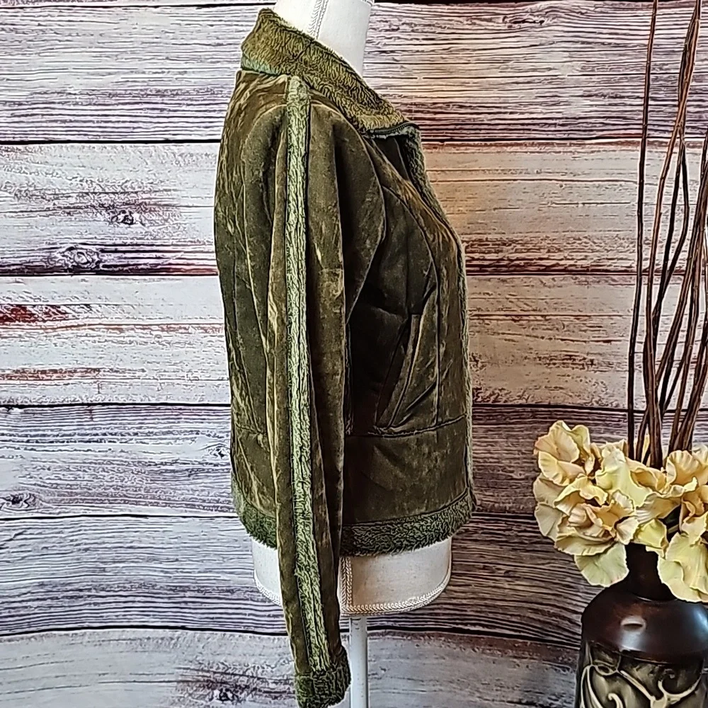 EFFECI ARMY GREEN VALOR AND FAUX FUR SHORT JACKET - Picture 3 of 15